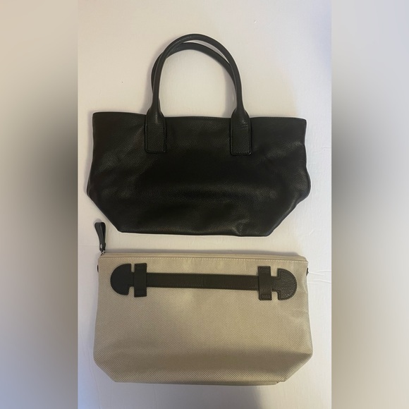 Gaggio Black Leather Tote Bag With Removable Inner Bag - Picture 3 of 7